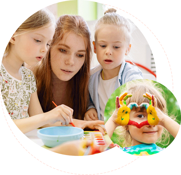 Children engaging in various learning activities at Live Well 1st LAP School